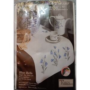Blue Bells Dresser Scarf Style # 310/15 Embroidery Kit Tobin NOS 14" x 39"